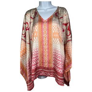 Chico’s L/XL orange and pink paisley abstract design blouse or coverup